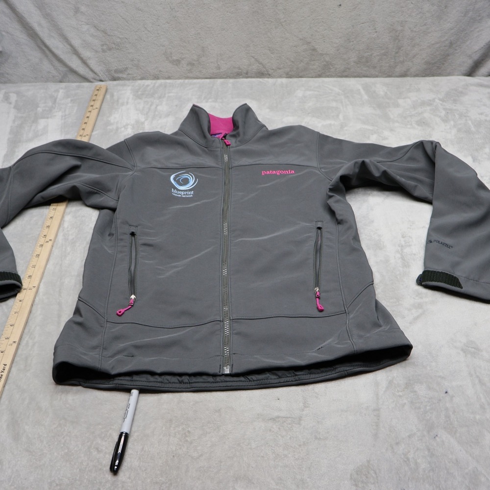 Patagonia Adze Jacket Women Medium Gray Polartec Softshell Rain Wind Hiking LOGO